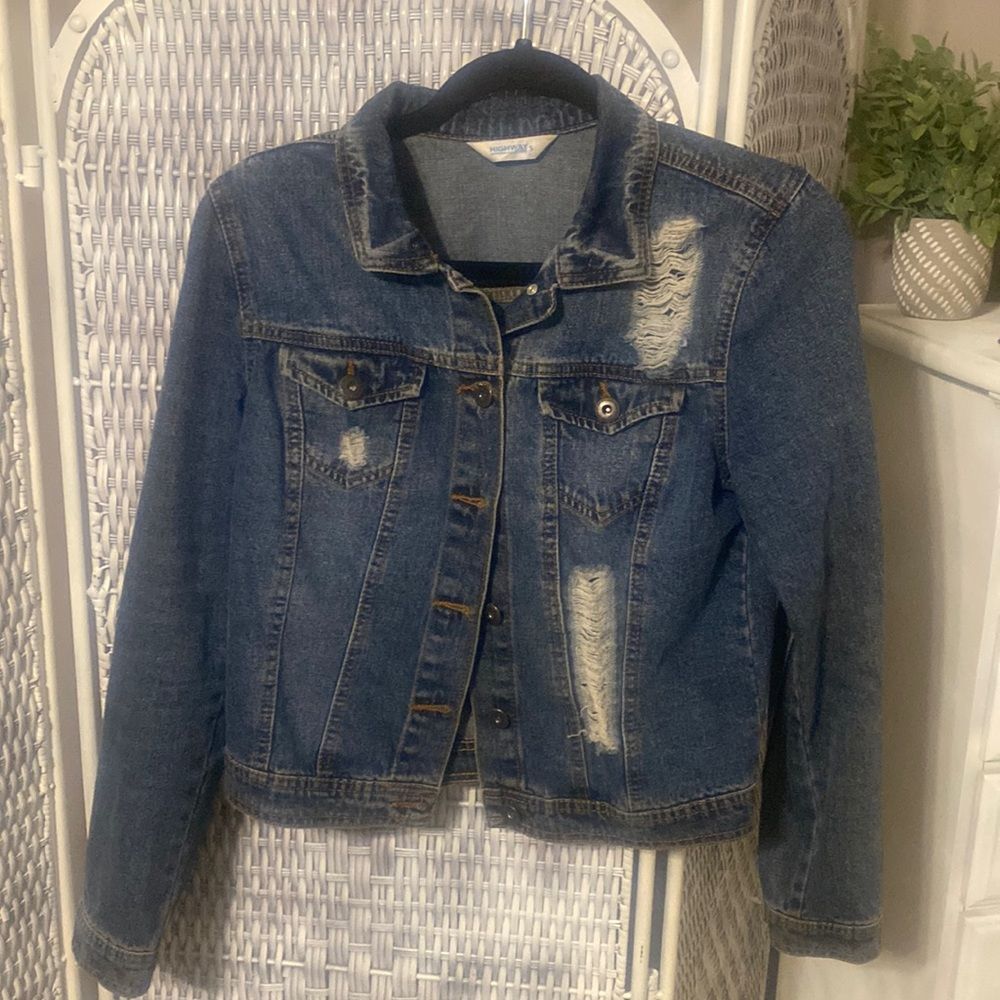 Highway Distressed Blue Jean Jacket Size S